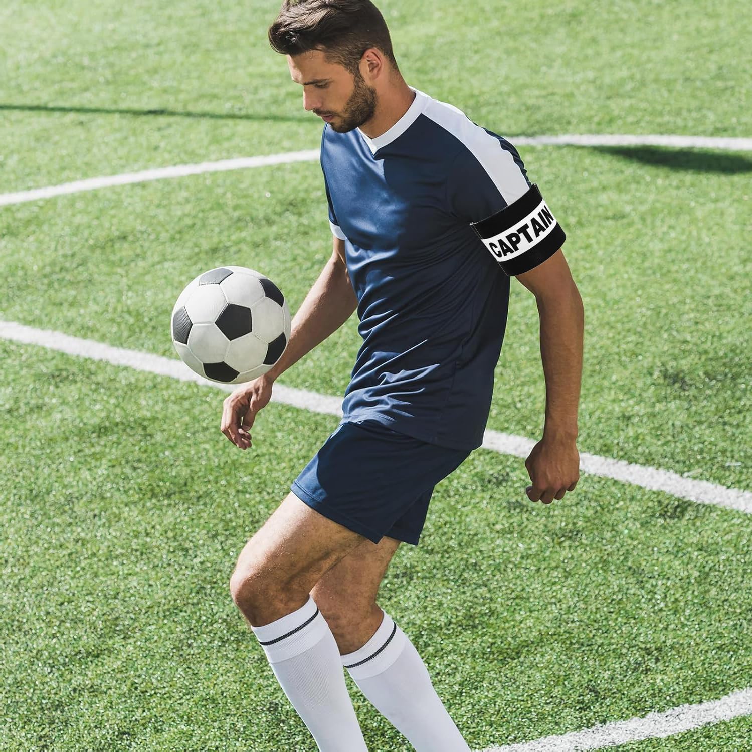 Brazaletes de capitán de fútbol ajustables elásticos ancho 8 cm transpirable paquete 3