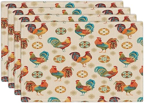 Miniatura 46 de Juego de 4 manteles individuales florales y colibríes, lavables, para decoración del hogar, fiesta, interior, cocina, comedor, 12 x 18 pulgadas