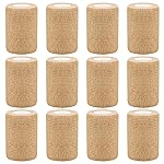 3 Self Adhesive Bandage Wraps, 12pcs Vet Wraps, Skin Color, 5 Yard Self Adherent Wraps for Sports, Wrist, Ankle and Swelling