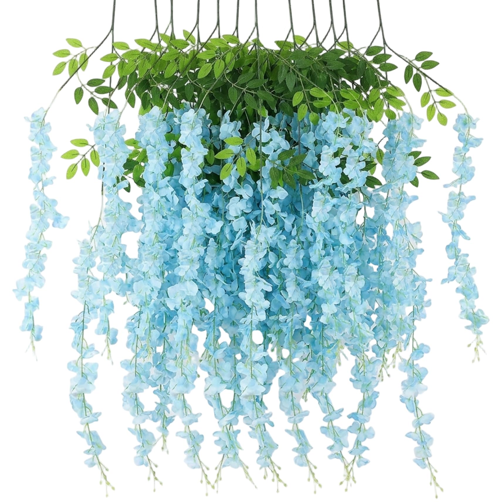 Flores colgantes de glicina azul artificial wisteria para fiestas