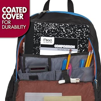 Mead Composition Notebook, Wide Ruled Paper, 7.5 x 9.75, 100 Sheets, Black Marble, 12 Pack (72936)