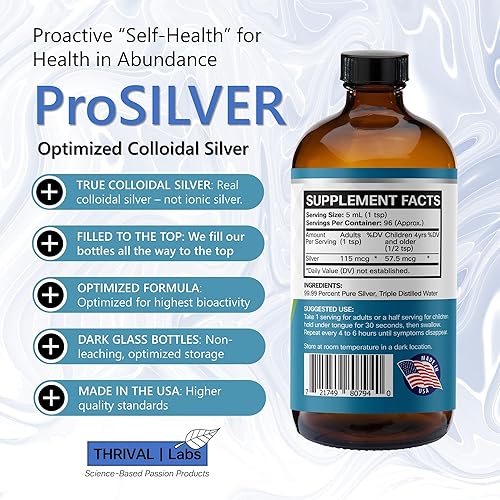 Miniatura 4 de ProSILVER Blue Label 20 PPM Líquido de plata coloidal verdadera (16 onzas), plata líquida bio-activa optimizada de tamaño nanométrico para apoyo