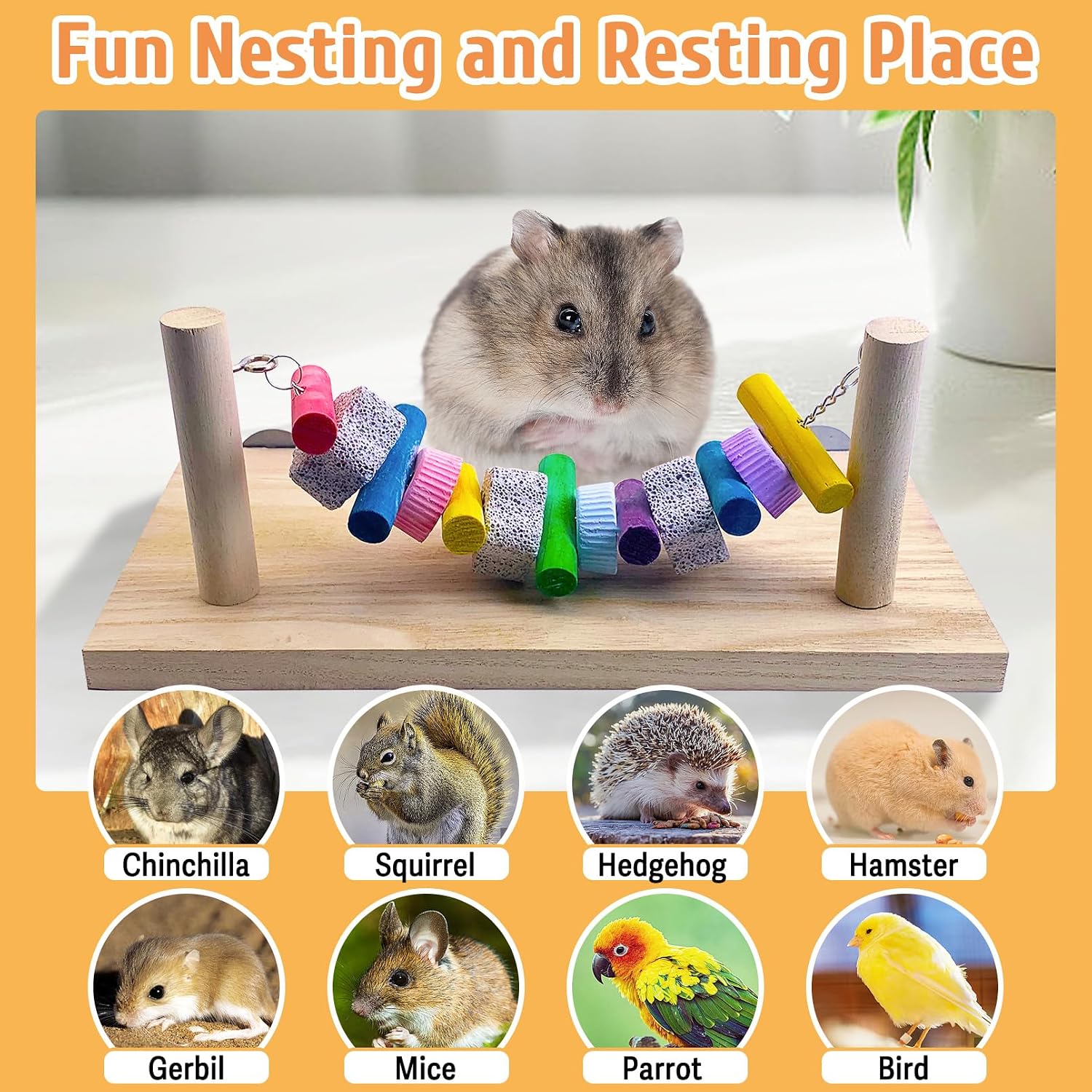 Tfwadmx Chinchilla Ledges Wood, Hamster Chew Toy Wood Platform Grinding Teeth Toys, Hamster Percy Ledges Wooden Standing Platform for Rat Gerbil Guinea Pig Chinchilla Parrot Chipmunk Squirrel Mouse