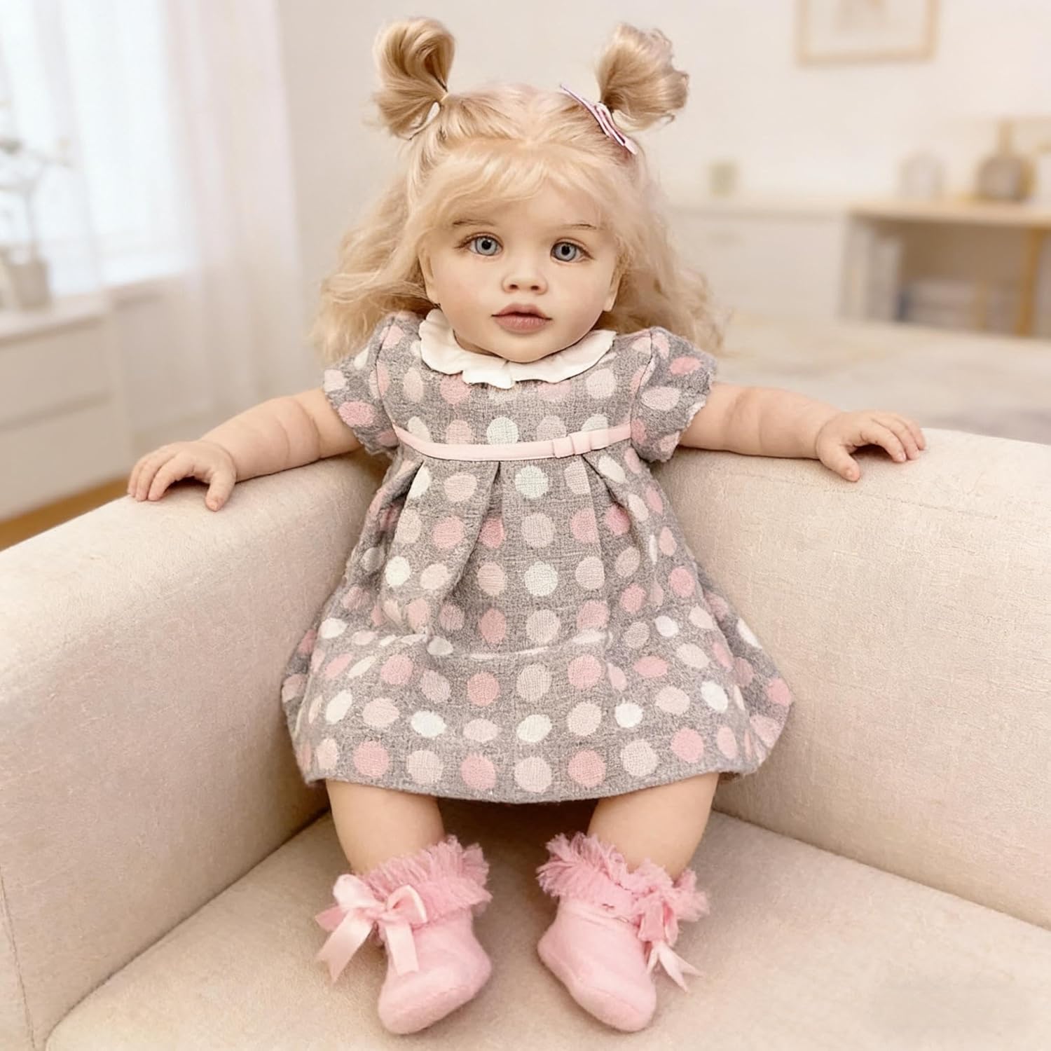 RXDOLL Big Size Reborn Toddler Baby Doll Princess Girl 26 Inch Realistic Newborn Doll Cloth Body Soft Vinyl Real Looking Reborn Baby Dolls Lifelike Toddler Dolls for Girls 3+