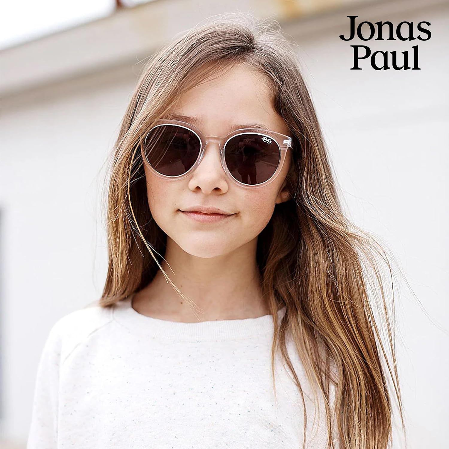 JONAS PAUL Kids Round Sunglasses - Unisex Child Sunglasses w/Case - Sunnies for Kids w/Spring Hinges - Black (Ages 8–13+)