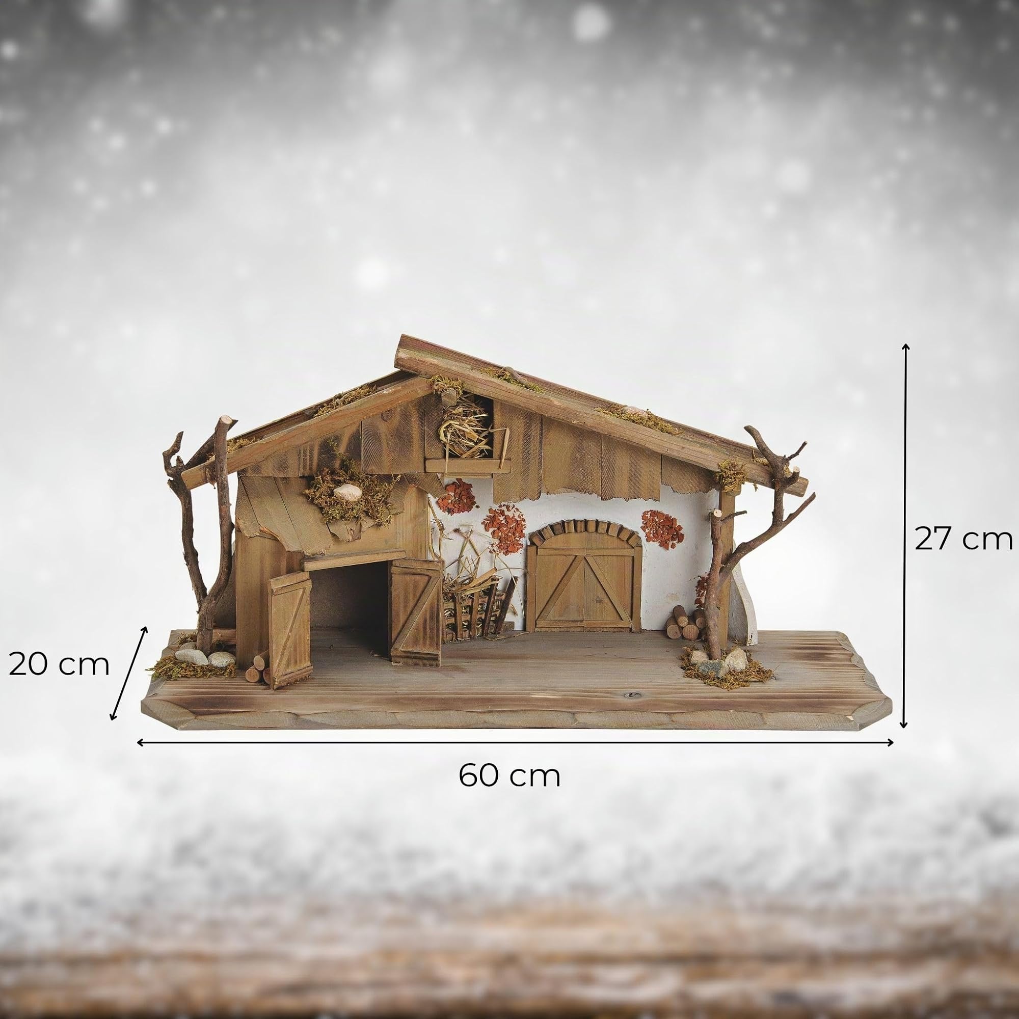 matches21 HOME & HOBBY XXL Weihnachts-Krippe 60 x 27 cm - Große Holz-Krippe als innen Fensterdeko Tisch-Krippe