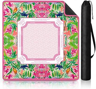 WeRBestie Mahjong Mat, 33 inch Pink American Mah Jong Mat with Rules & Bag