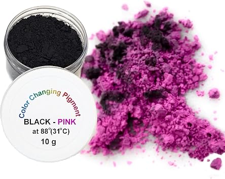 Heat Sensitive Thermochromic Powder Pigment Black to Pink Changing at 88F/31C Perfect for DIY Color Changing Hair Dye Nail Polish Resin Jewelry DIY Color Changing T-Shirts and Shoes