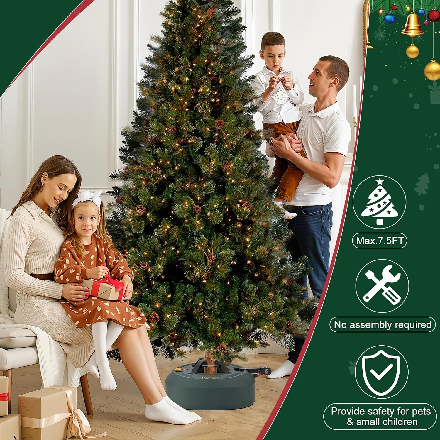 Christmas Tree Stand for 7.5 Ft Real Trees with Reservoirs Heavy Duty Base
