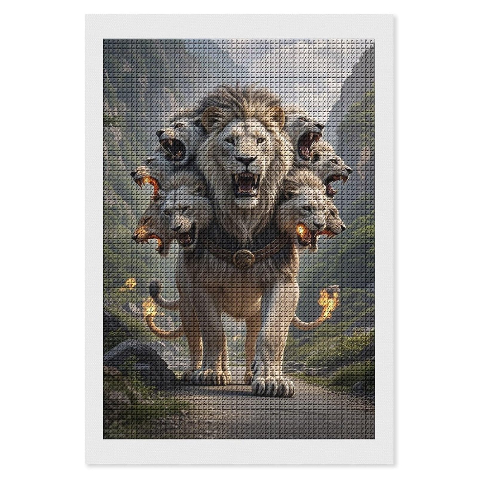 FodPand Nine Lions Diamond Painting Kits for Adults Beginners 8x12 Full Drill Diamond Art with DIY Tools Square 5D Diamonds Dots Crafts Gem Art Paint by Diamonds for Home Wall Decor Relaxing Gift