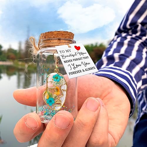 Miniatura 7 de Regalo para el Día de la Madre: mensaje de flores prensadas en seco en una botella, lindo regalo de cumpleaños, aniversario y San Valentín para My