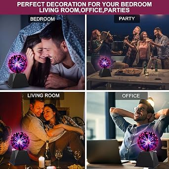 Gresus 5 Inch Plug-in Magic Plasma Ball Lamp - Touch & Sound Sensitive Interactive Plasma Lamp Nebula Sphere Globe, Science Educational Gift for Decorations/Parties/Bedroom