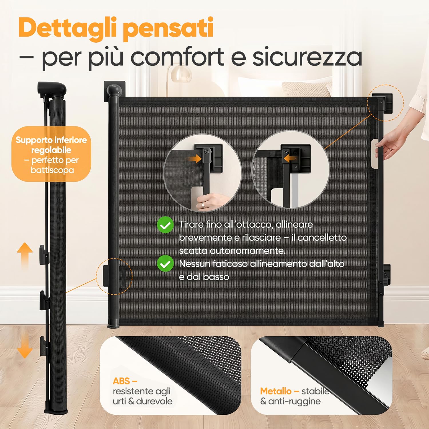 Sekey Cancelletto estensibile per scale 0-200cm – Altezza 97 cm, Senza forare + viti incluse | Barriera regolabile per porte, scale, cani (confezione da 2)