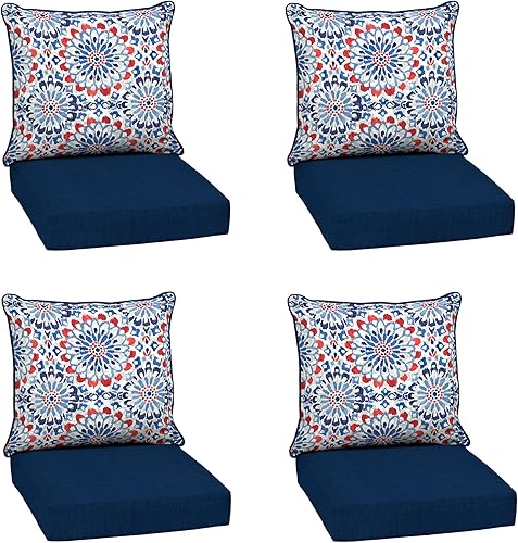 Arden Outdoor Deep Seat Cushion Set (4-Pack), 22 in x 24 in, Weather-Proof, Rain