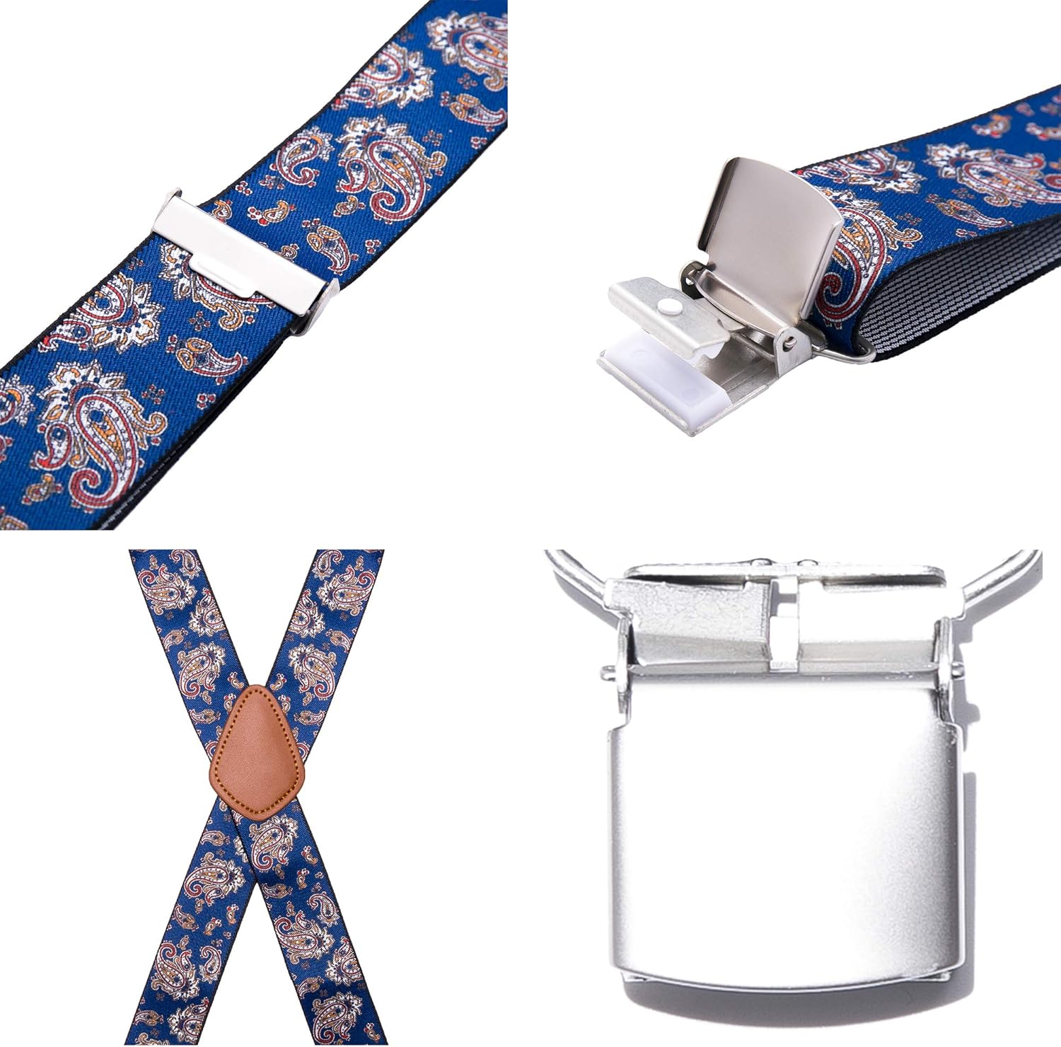 Men’s Heavy Duty X- Back Suspenders-Adjustable Size, Long & Elastic Braces - Image 3