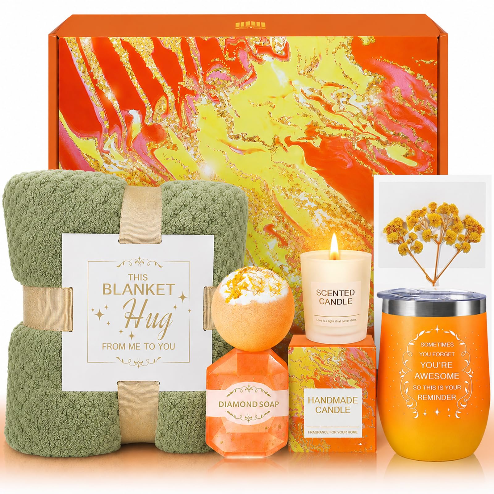 Get Well Soon, cestino rilassante per il benessere con coperta di flanella di lusso, idea unica per la festa della mamma per mamma, sorella, moglie fidanzata