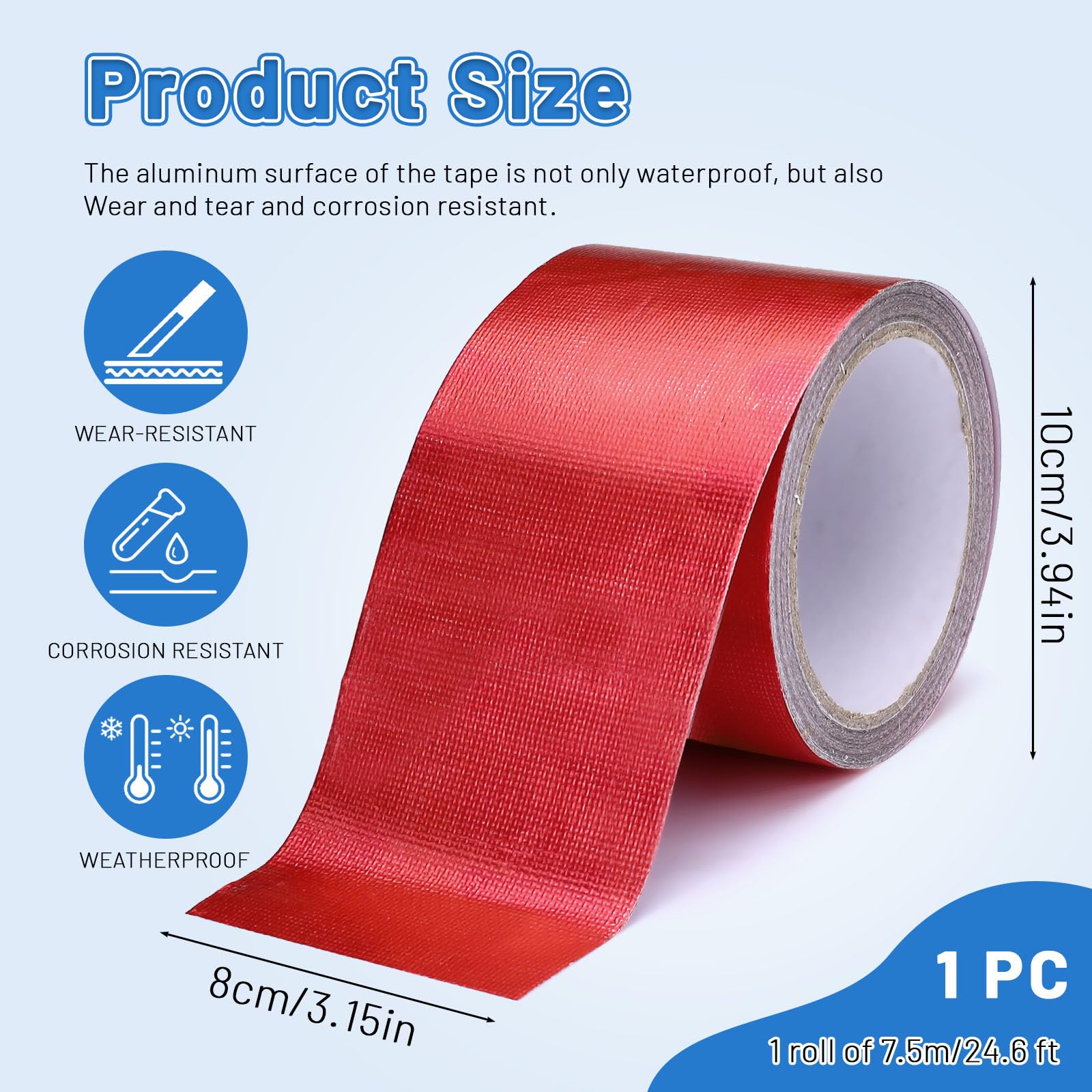 Huakaile Red Tent Repair Tape, 25 Ft x 3" Waterproof RV Awning Repair Tape - Image 2