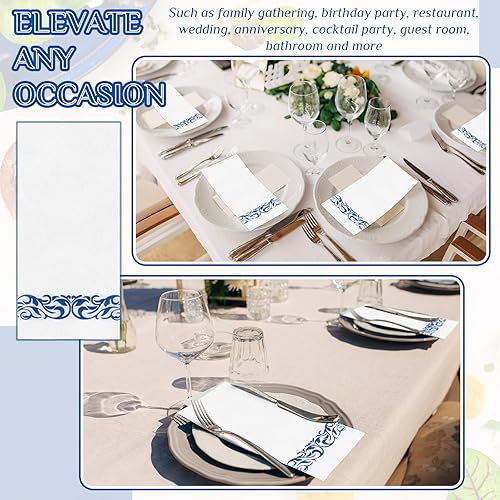 Miniatura 7 de Paquete de 200 servilletas desechables de lino, elegantes servilletas de papel decorativas, suaves y absorbentes, toallas de invitados para baño,