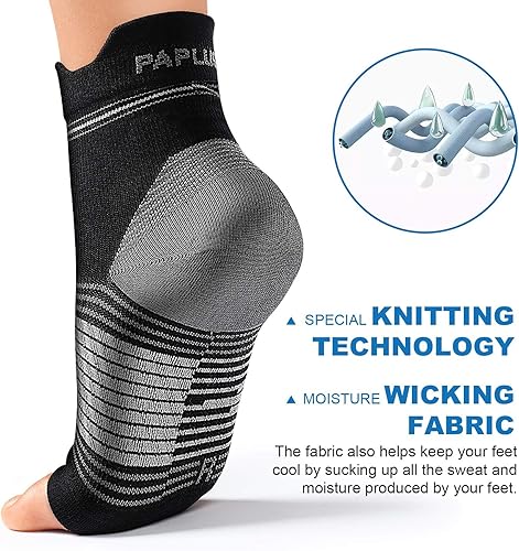 Miniatura 5 de Calcetines para fascitis plantar (6 pares) para hombres y mujeres, mangas de compresión para pies con soporte de arco y tobillo (negro, pequeño)