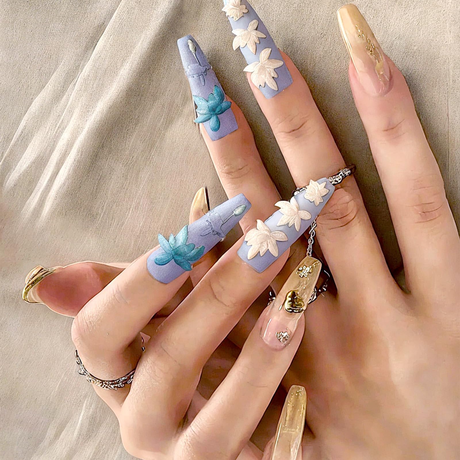 Stampi in Silicone Fiori 3D per Nail Art – Stampo Floreale per Resina Epoxy, Fiore di Loto, Decorazioni Unghie in Gel 3D incisione, Stencil per Unghie in Silicone, Accessori per Manicure e Fai-da-te