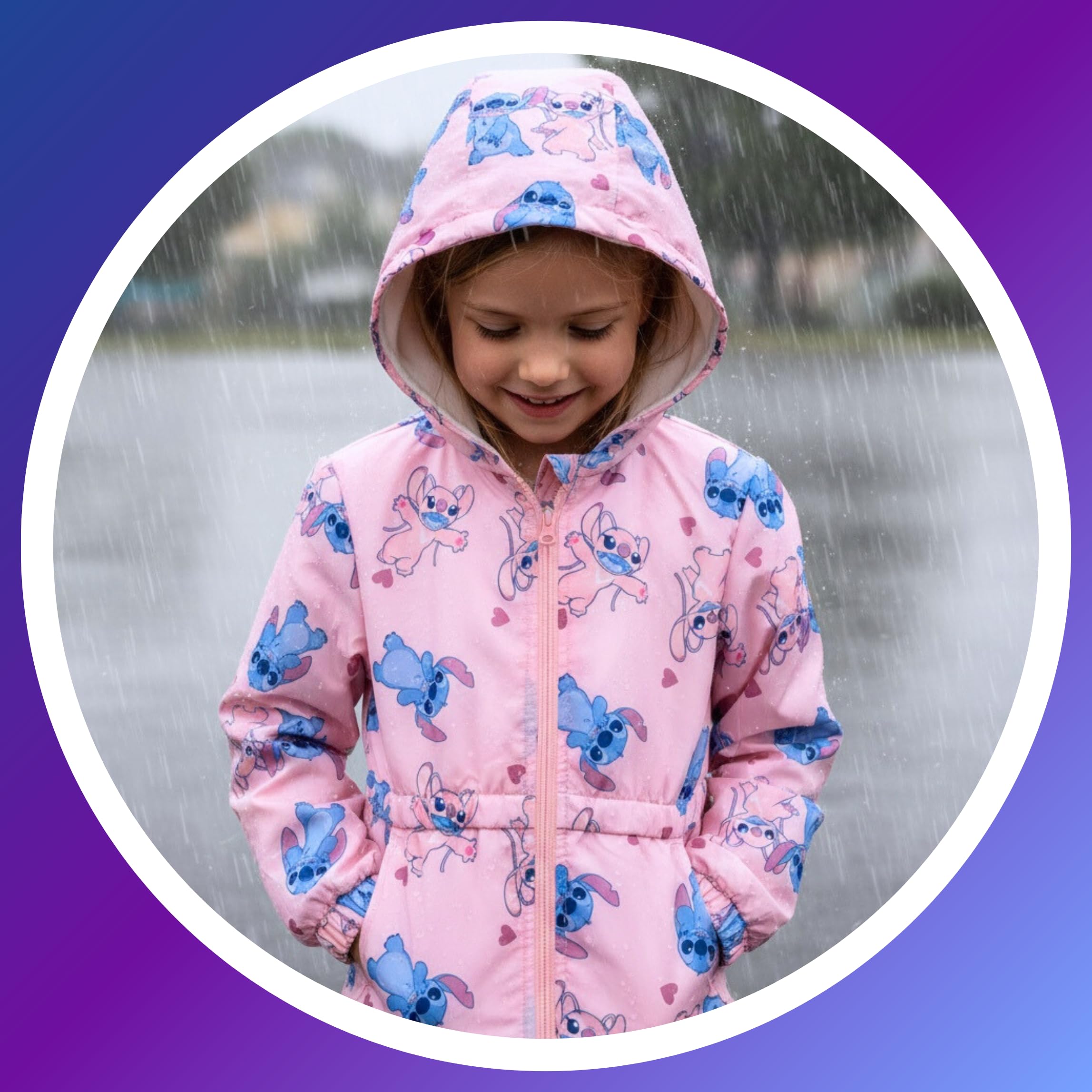Disney Stitch Veste pour Fille, Sweatshirt au Design Classique Textile Doux, Veste à Capuche 3D pour Filles, Tailles 3 à 8 Ans