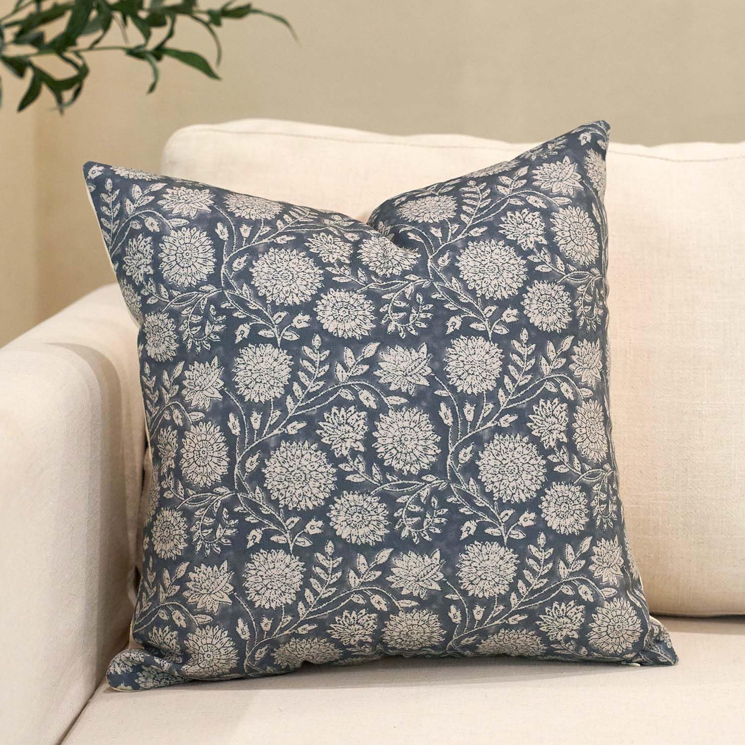 Amazon.com: Amor Virisso Floral Throw Pillow Covers 20x20 Block Print ...