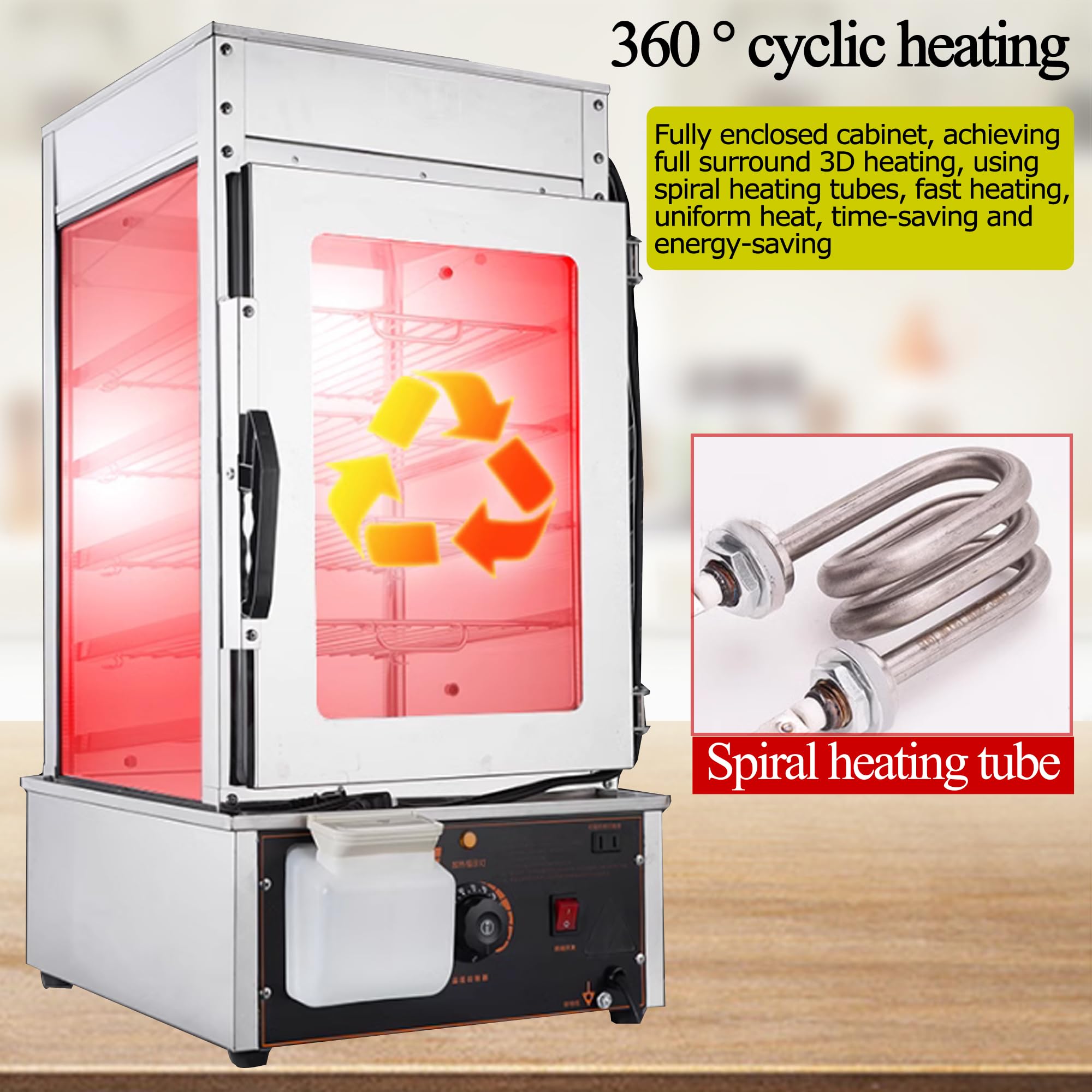 TECHTONGDA 110V Commercial Bun Steamer 5-Layer Food Warmer Display, Food Steamer Bun Warmer Machine, 30-110? Temperature Control, Bread Bun Heating Cabinet, Hot Dog Steamer and Bun Warmer