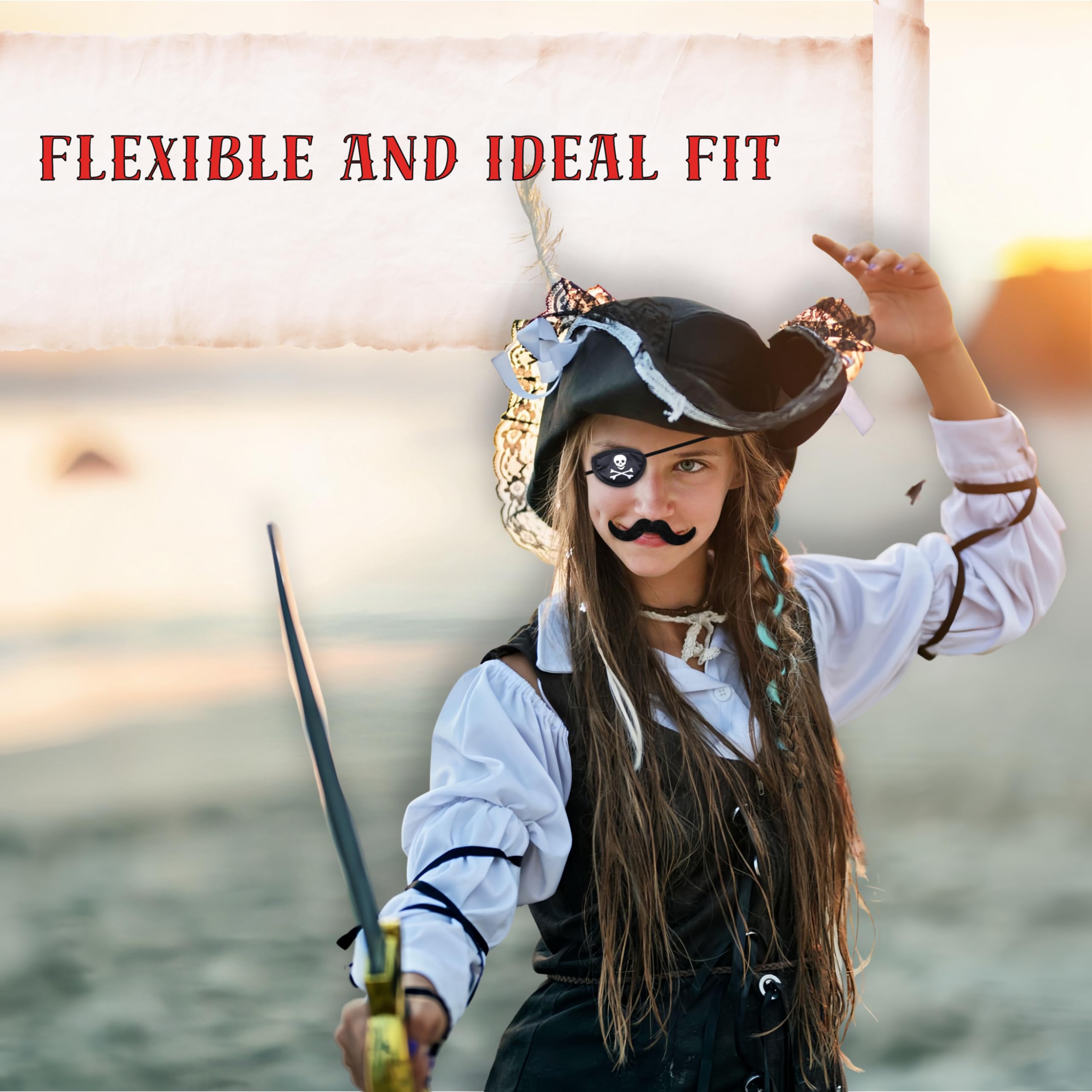 Parrucca Pirata Uomo Set Barba E Baffi Da Pirata - 3 Pezzi