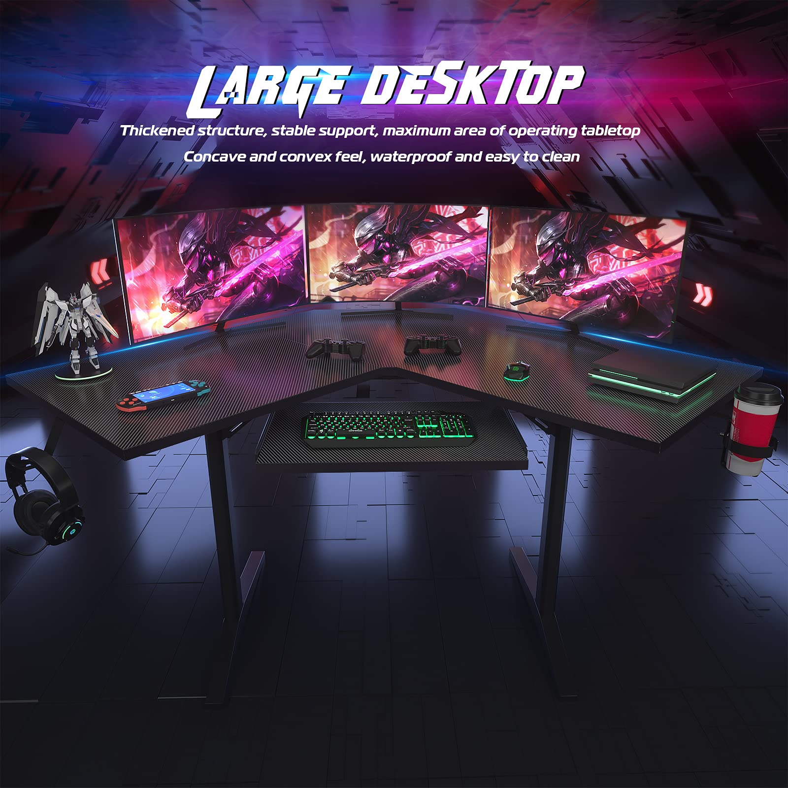 Buy Ecoprsio L Shaped Gaming Desk Corner Gaming Desk, Gaming Computer