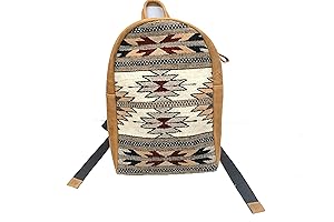 Western Saddle Zapotec Rug & Genuine Leather Backpack