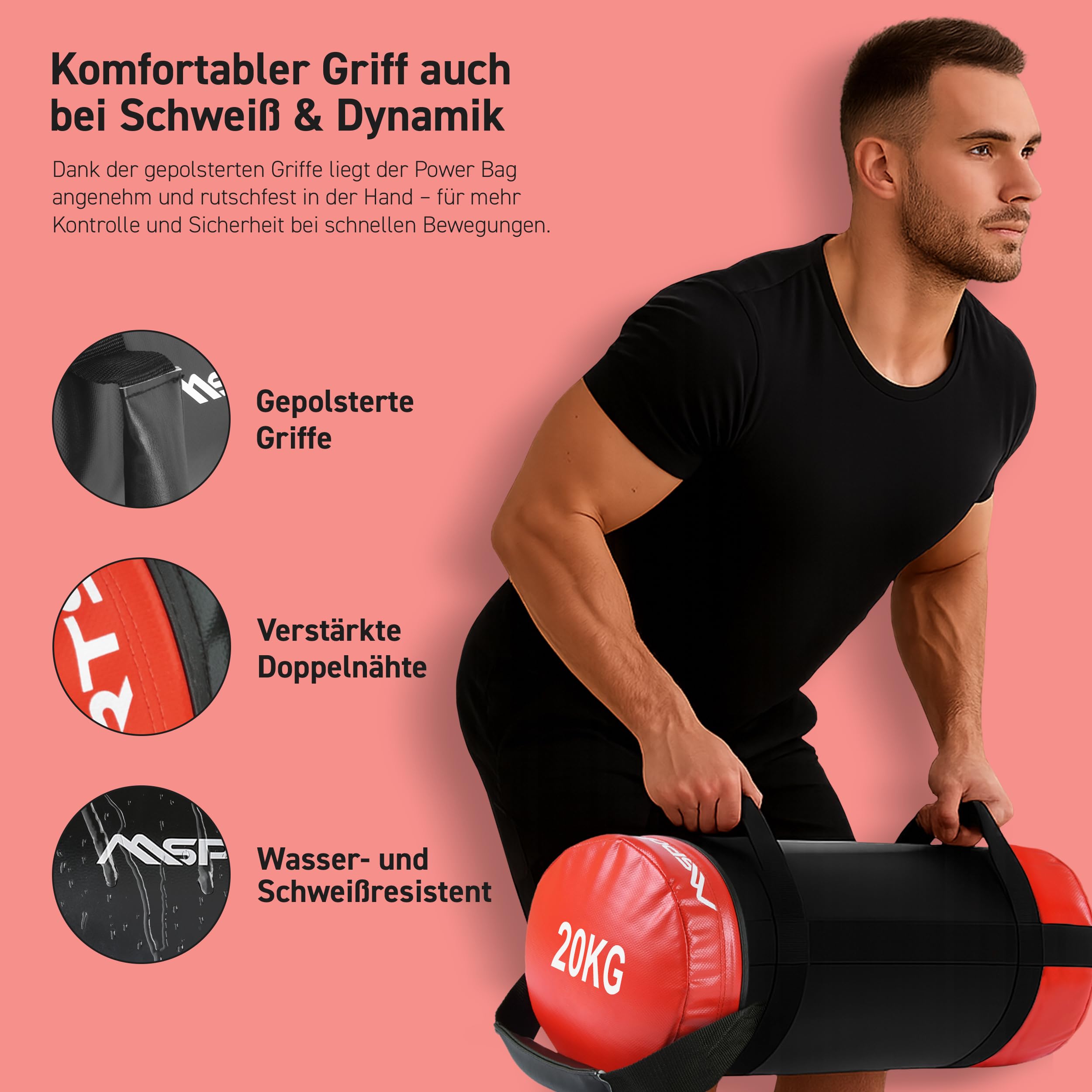 MSPORTS Power Bag Premium worek fitness 5-30 kg – worek na piasek do funkcjonalnego worka fitness