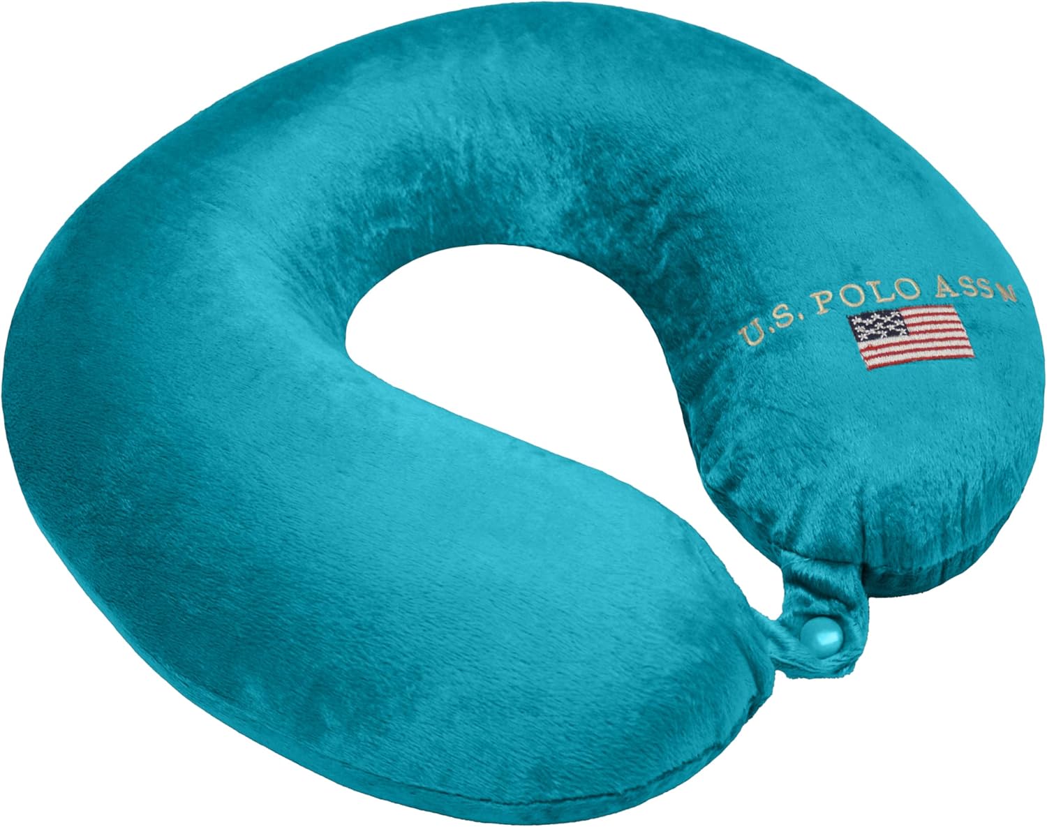 U.S. Polo Assn. Plush Memory Foam Travel Neck Pillow, Teal