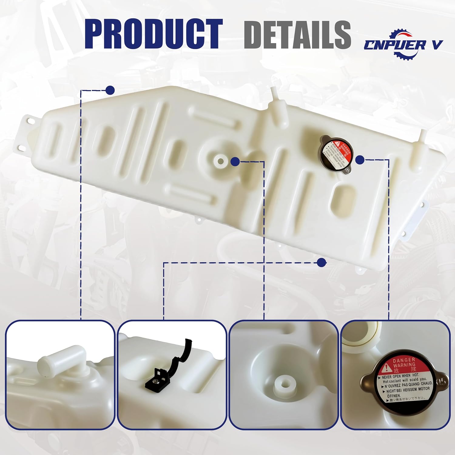 F5HZ8A080AA Coolant Overflow Reservoir Tank & Cap - Heavy-Duty Direct Fit for 1994-1999 Ford F600 F700 F800 F900 B600 B700 B800 - Replaces F5HZ8A080AA