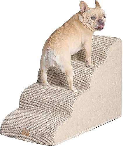 EHEYCIGA Escaleras curvas para perros para camas altas de 19.7 pulgadas de alto, escalones para perros de 4 escalones para perros y gatos pequeños,
