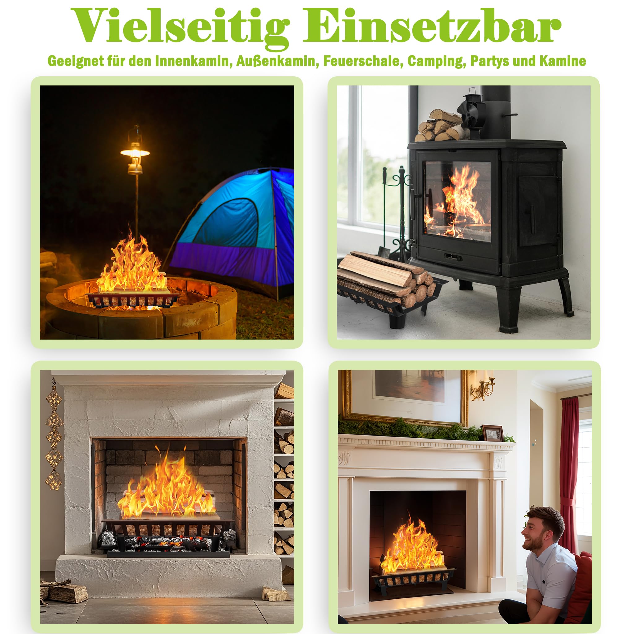 XMTECH Kaminrost Feuerrost Holzständer für Kaminholz Trapezförmigen Kaminholzständer Zerlegbar bis 800°C hitzebeständig Geeignet für Innen und Außen