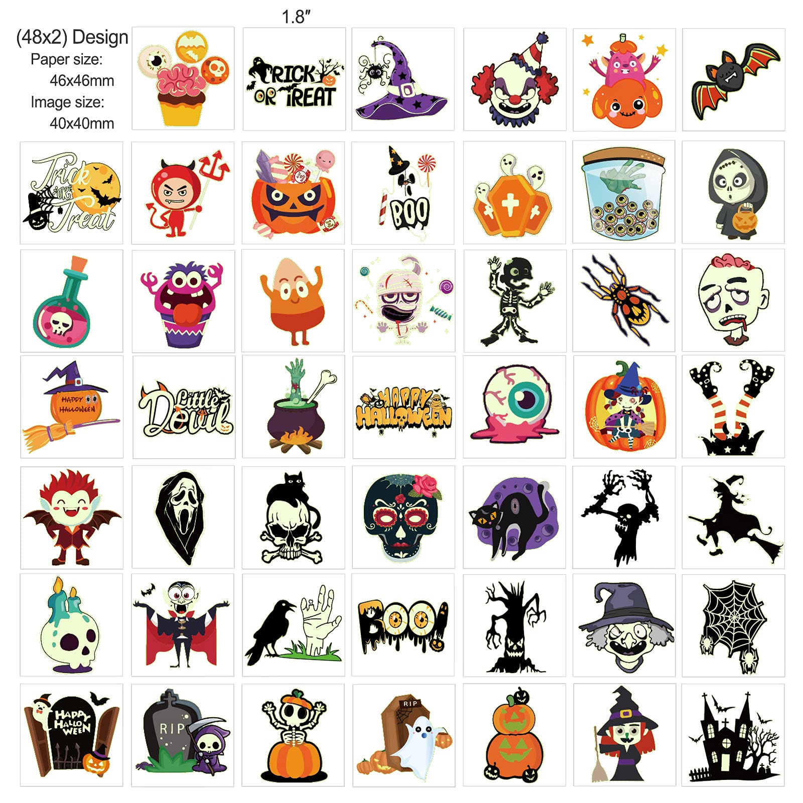Amazon.com : Halloween Assorted Luminous Temporary Tattoos for Kids, 48  Designs 96pcs Glow in the Dark Halloween Tattoos for Boys Girls Kids  Halloween Party Favors, Trick or Treat Gifts Children's Party Bag