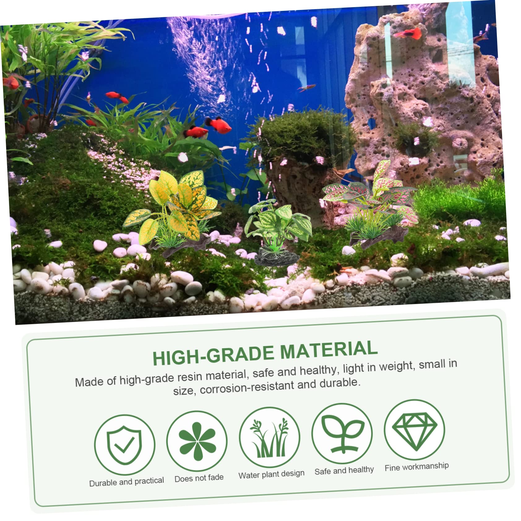 GLEAVI 3 Set Ornamenti Di Piante Acquatiche Simulate Acquario Pianta Finta Piante Da Terrario Decorazione Di Piante Finte Piante Acquatiche Artificiali Falso Impostore Resina 3 Pezzi * 3