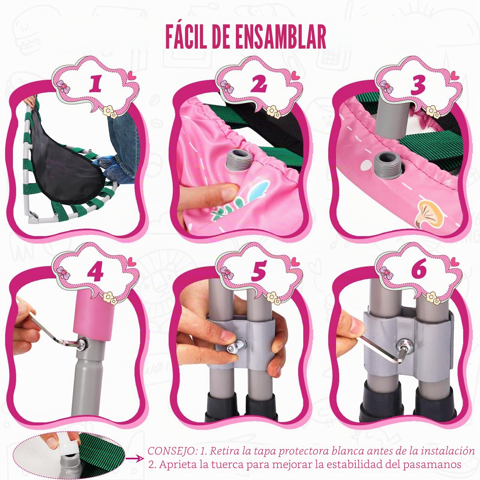 91cm Trampolines para Niños de con Reposabrazos de Espuma,Lona de Salto y Protector de Lluvia.Trampolín Infantil a Partir de 3 años,Cama Elastica niños Interior/Exterior Máx.120 kg