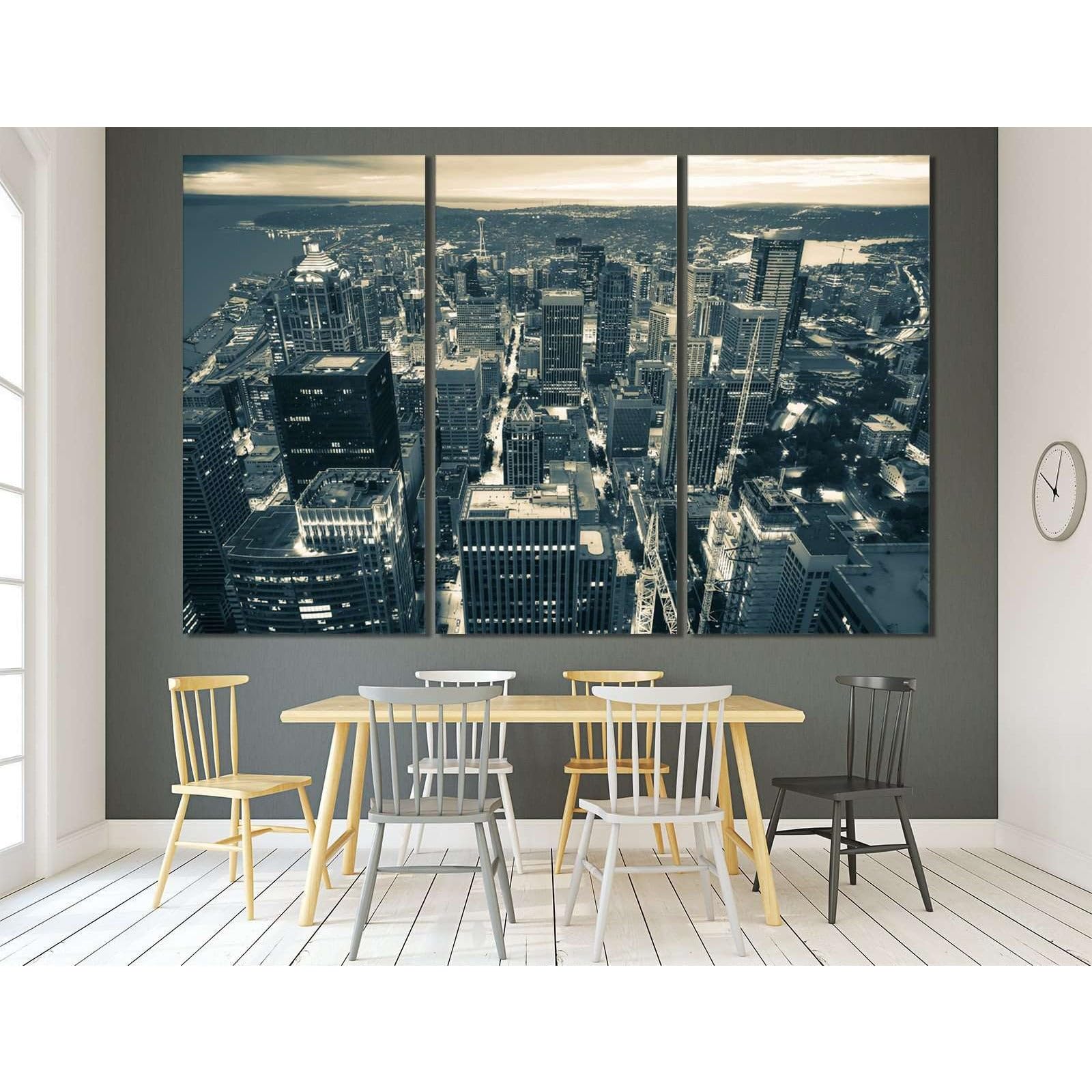 Vue aérienne de Seattle №3013 triptyque géant salon - 3