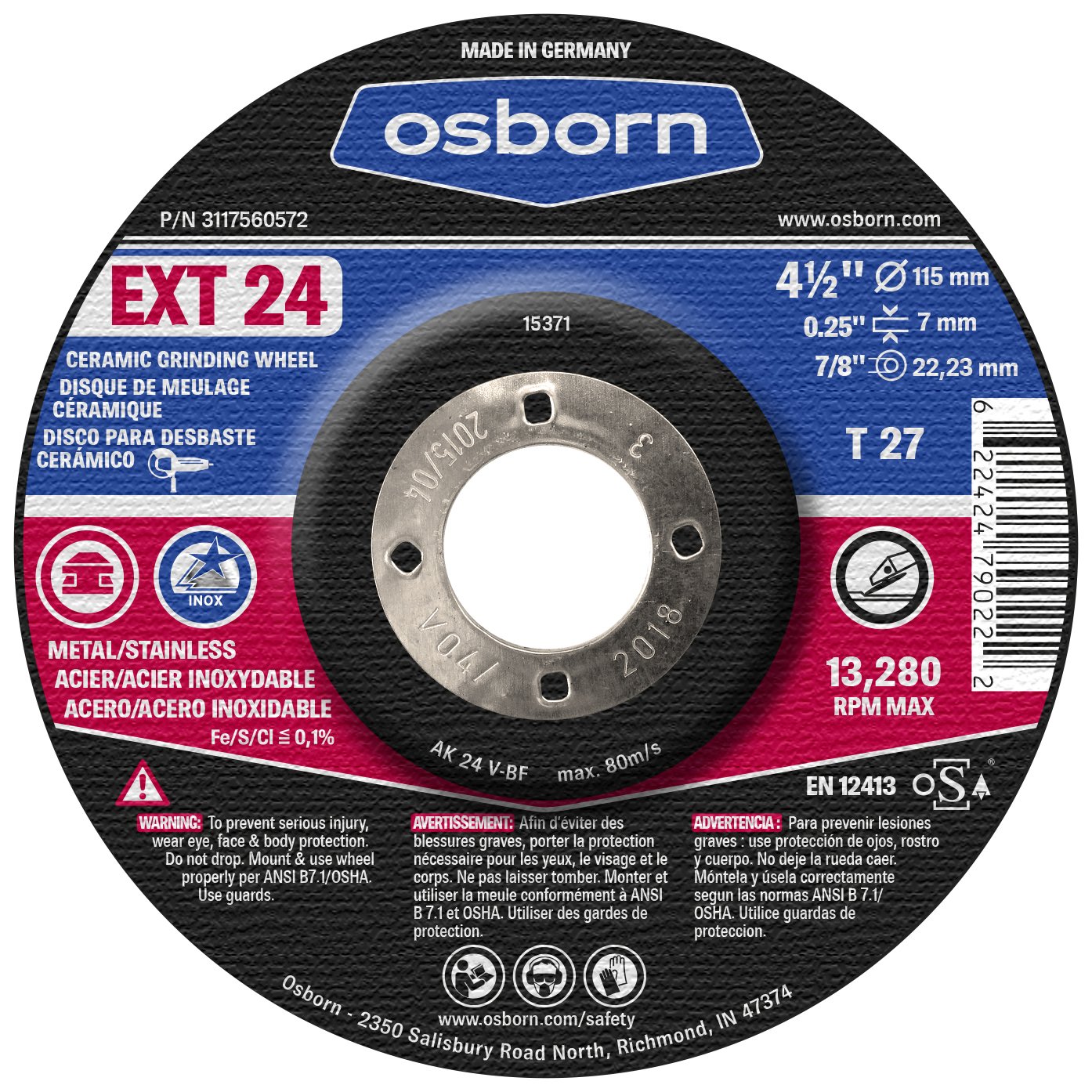 Osborn 3117560572 T27, Ceramic Grinding Disc (Pack of 10