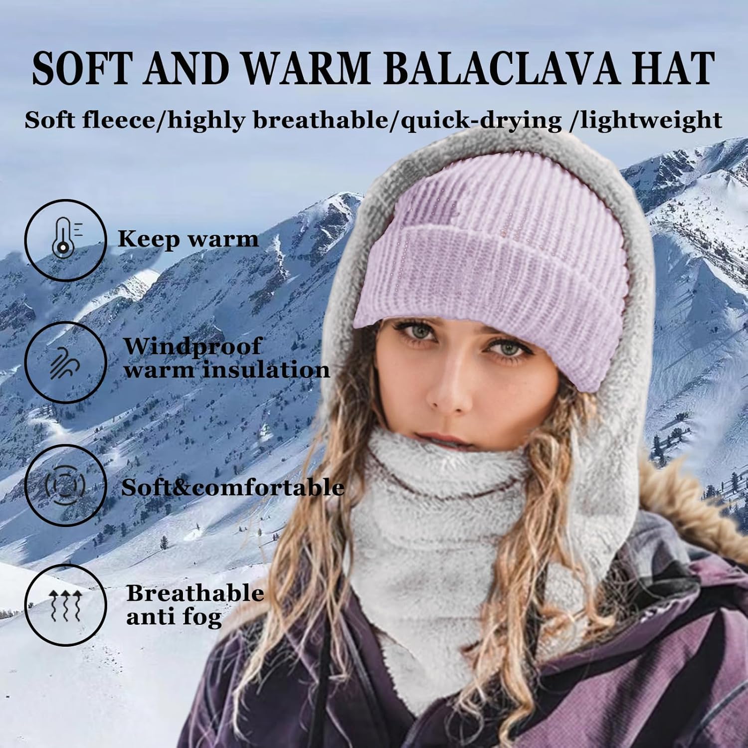 Balaclava Winter Men's and Women's Ski Masks - Outdoor Windproof Warm Hat, Ideal Winter Mask and Hooded Scarf - Image 3