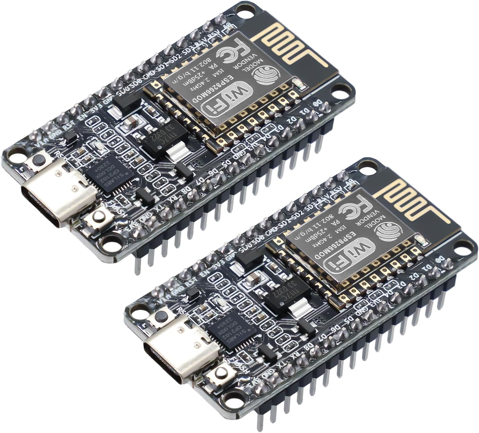 RUIZHI ESP8266 NodeMcu Lua V2 Development Board Pack of 2 ESP8266 ESP-12F Lua WiFi NodeMcu with CP2102 Module Type-C Interface Compatible with Arduino IDE/Micropython