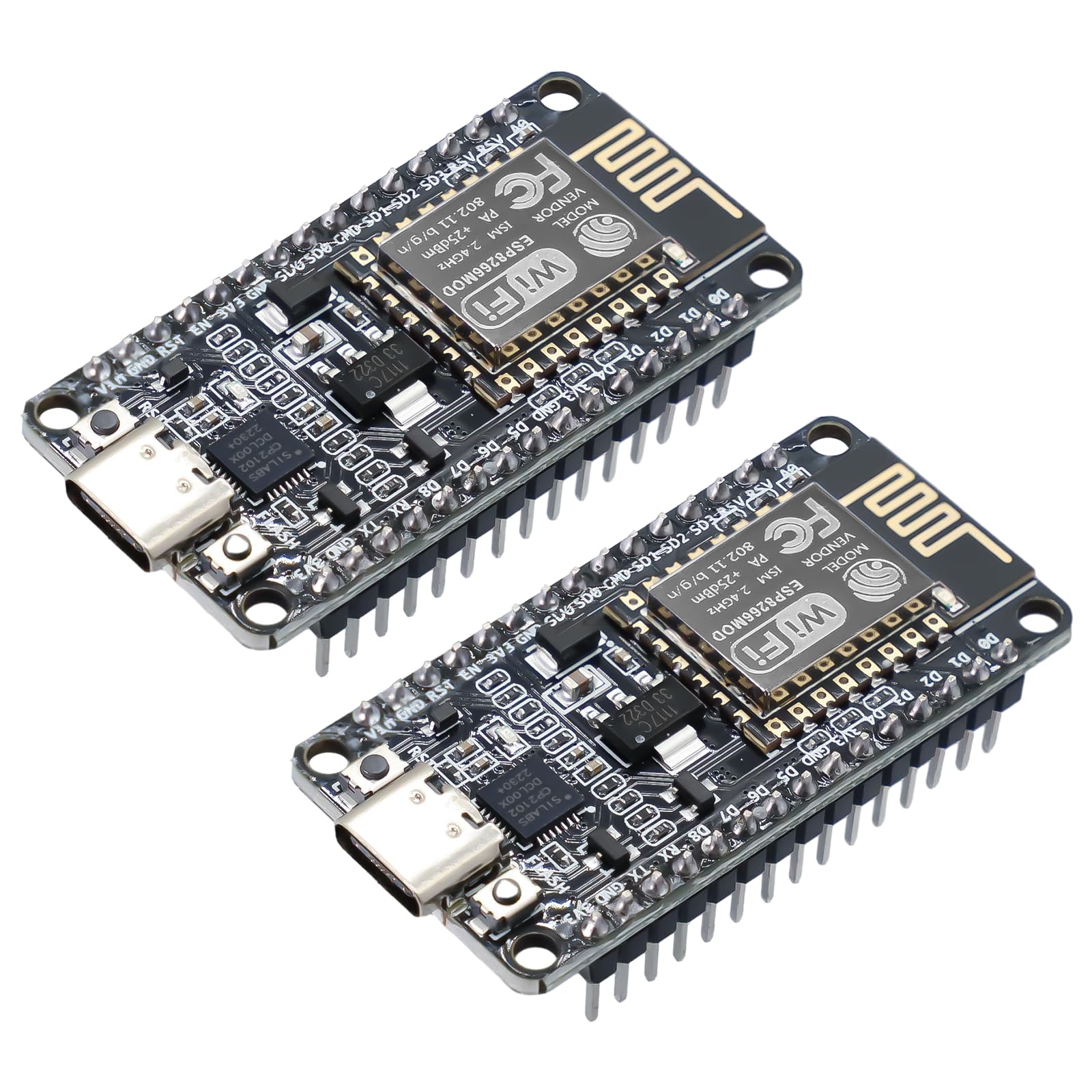 RUIZHIESP8266 NodeMcu Lua V2 Development Board Pack of 2 ESP8266 ESP-12F Lua WiFi NodeMcu with CP2102 Module Type-C Interface Compatible with Arduino IDE/Micropython