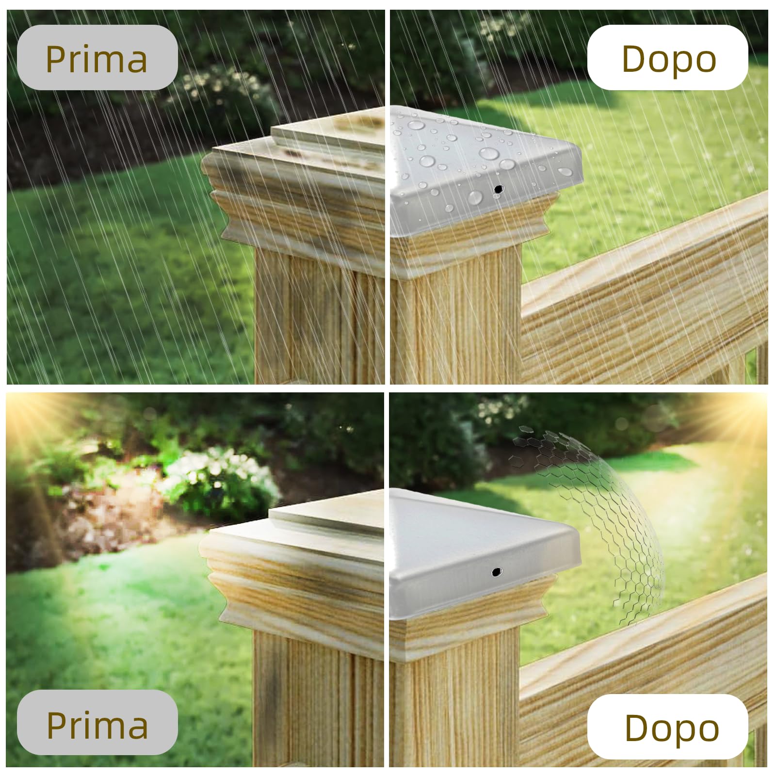 Cappucci per Pali da Recinzione in Acciaio Inox, Forma Piramidale, Set da 10 Pezzi(10 x 10 cm)