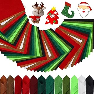 200 Pieces Christmas Felt Fabric Sheets 4 x 4 Inches Assorted Color Felt Fabric Patchwork Felt Sheets Felt Squares for DIY Crafts Sewing Christmas Decoration, 1 mm Thick