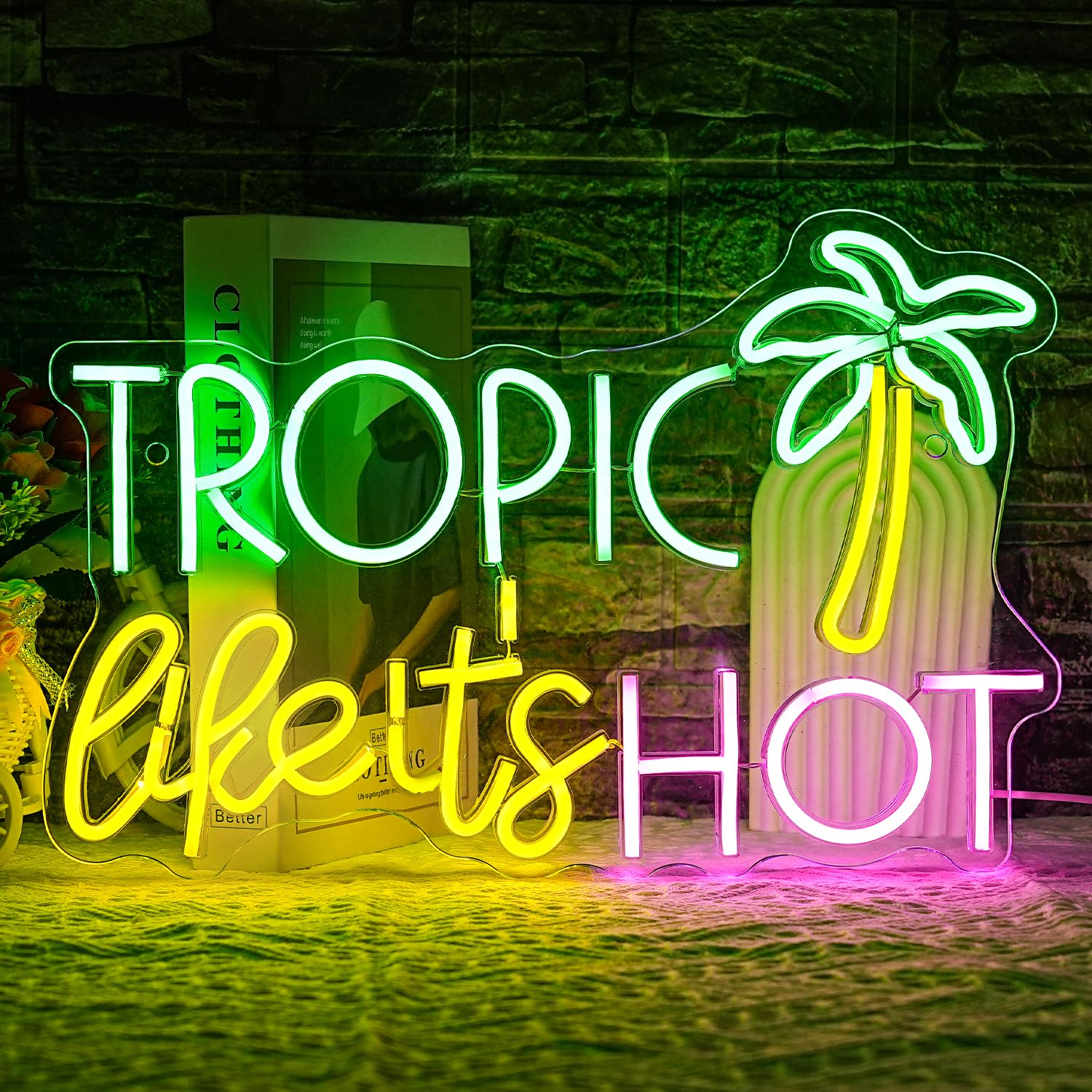 Hello Summer Neon Sign - LED Coconut Tree Beach Party Light, USB Powered, Dimmable - View #7