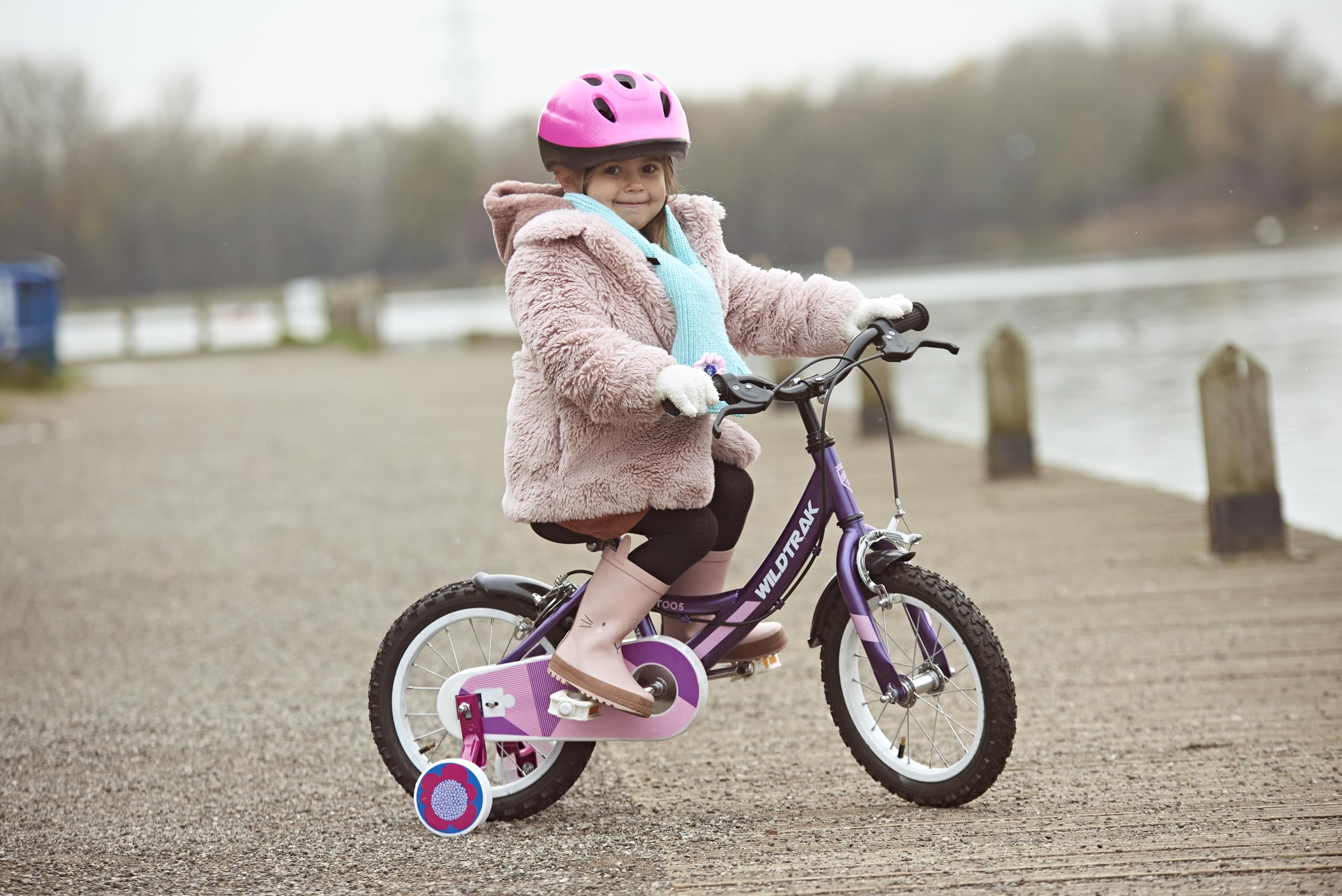 Wildtrak - 14 Zoll Fahrrad für Kinder von 3-5 Jahren mit Stützrädern – Lila, Lilac