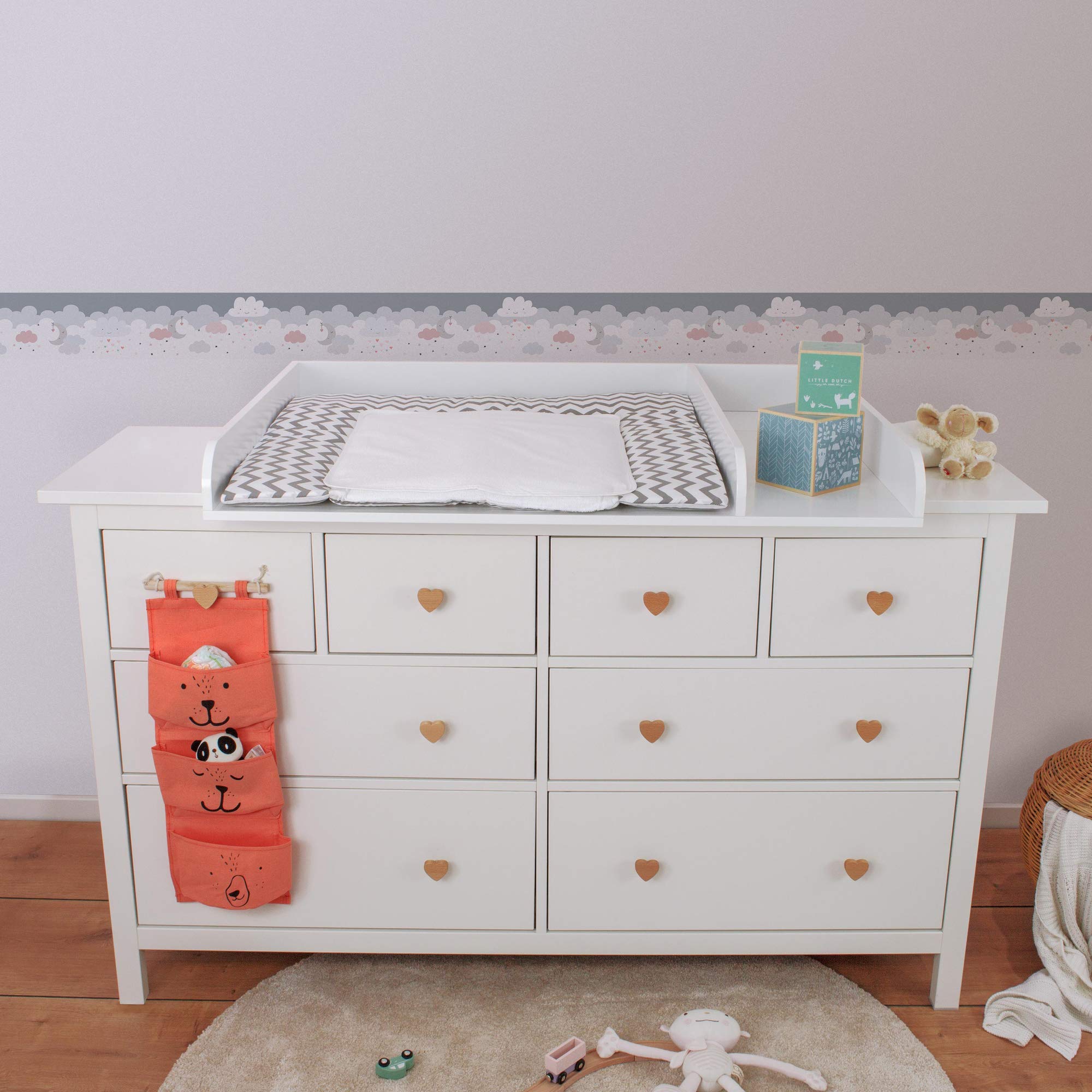 Lovely Kids Cenefas Adhesivas Para Los Niños Dreamy Sky 5.00 m x 0.155 m Gris Rosa Blanco Fabricado en Alemania de A.S. Création 403743