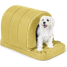 PELZIN Orthopedic Dog Bed House - Outdoor Waterproof Dog Tent with Washable Removable Cover - Durable Indoor Pet Cave Bed for Small Breeds & Fits 24-Inch Crate - 23"x16", Moonstone