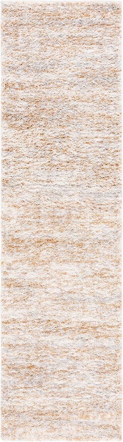 SAFAVIEH Berber Shag Collection Runner Rug - 2'3" x 10', Ivory & Light Gold, Non-Shedding & Easy to Clean, Plush Thick Pile, Ideal for Bedroom, Hallway, Foyer, Entryway (BER563D)